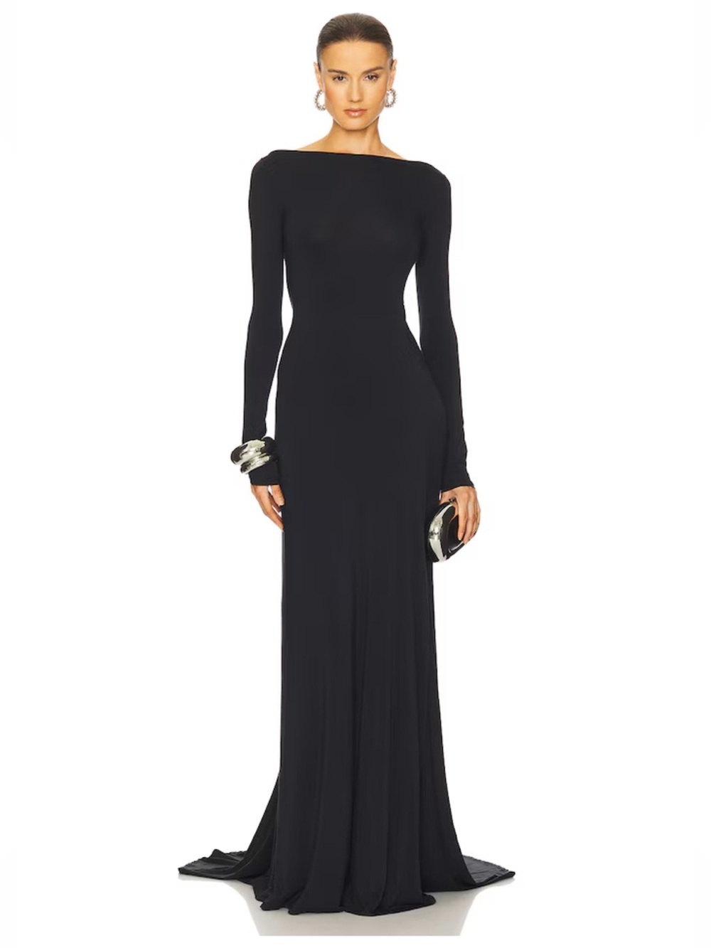 Helsa The Heidi Dress Black Long-Sleeve Maxi Evening gown with train Revolve XS - Picture 2 of 11